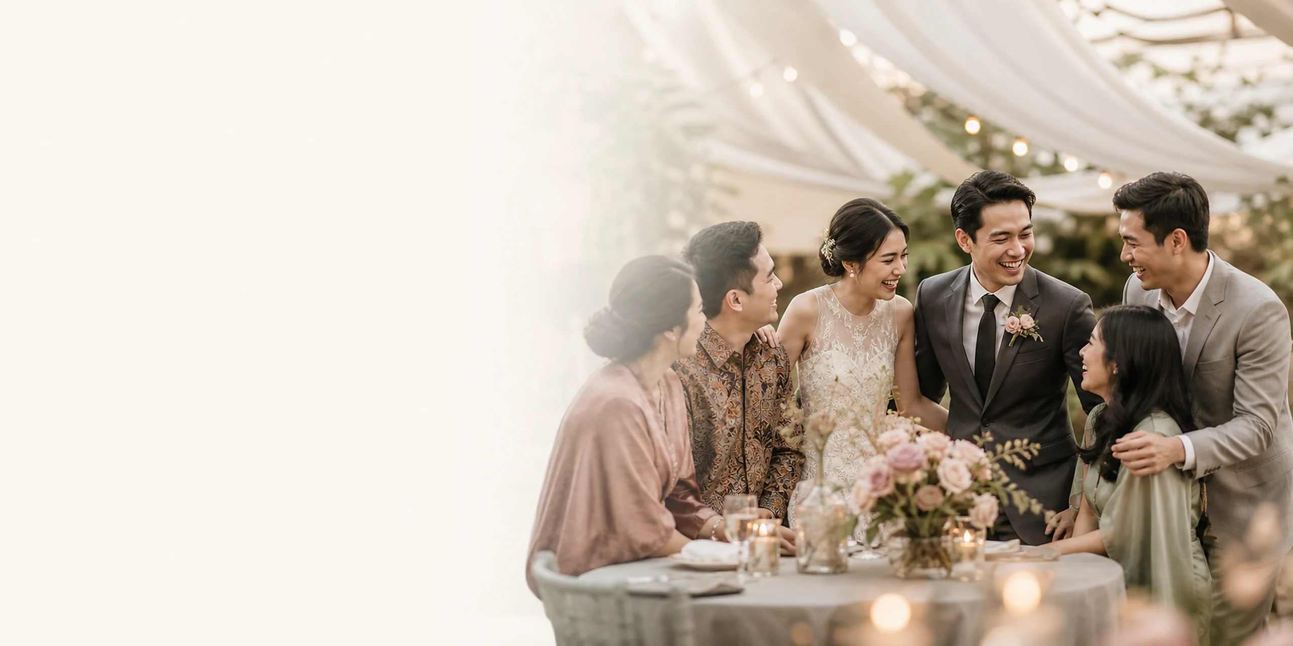 Pasangan pengantin Indonesia merayakan momen hangat bersama sahabat