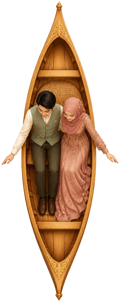 Ilustrasi pasangan dalam perahu