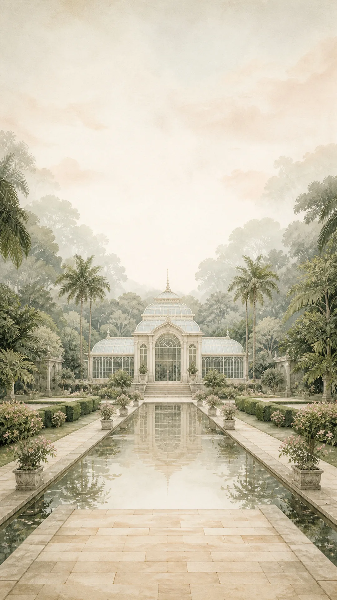 Rumah kaca di tengah taman