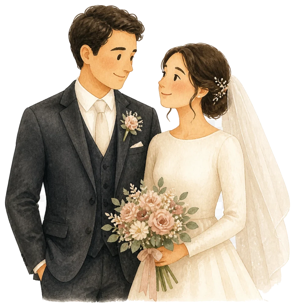 Ilustrasi kartun pasangan pengantin